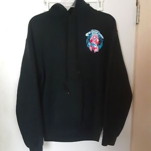 Black, pink, and blue graphic hoodie